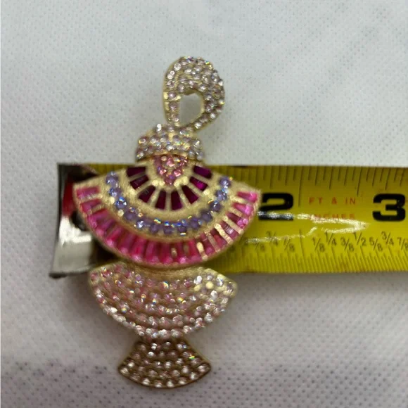 Rhinestone fan dangle earrings - Picture 4 of 5